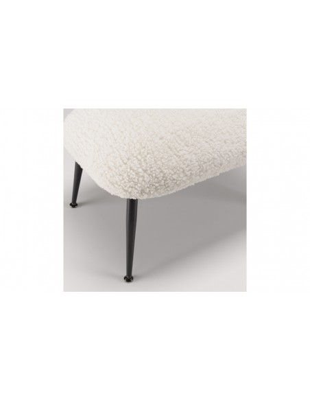 Tabouret moelleux blanc en tissu bouclette