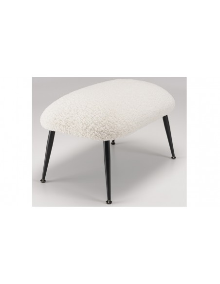 Tabouret moelleux blanc en tissu bouclette