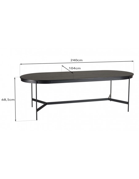 Dimensions table repas ovale noire Jalesko