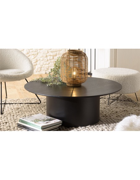 Table basse ronde noire design