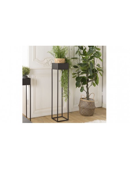 Porte-plantes carré haut design noir