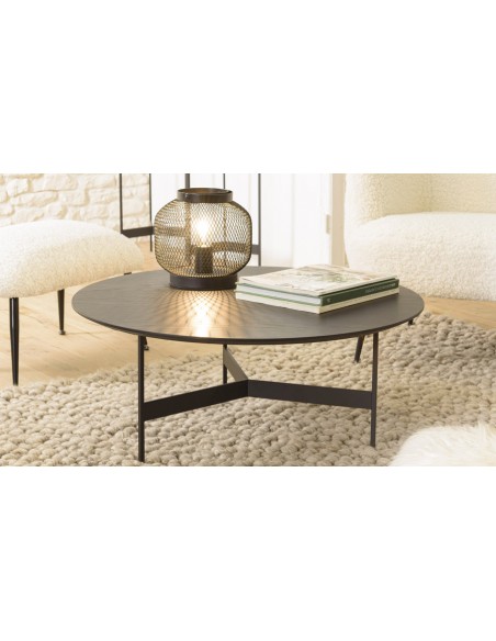 Table basse ronde noire Jalesko 78 cm