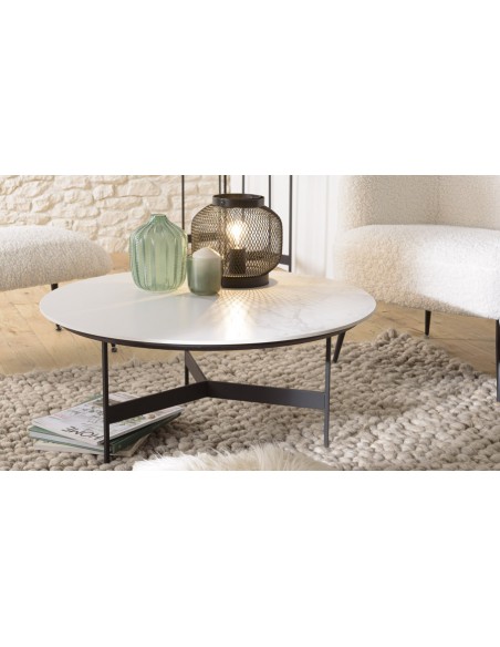 Table basse ronde plateau marbre