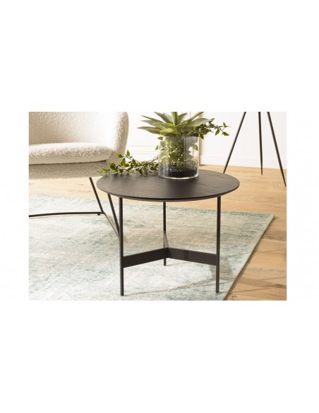 Petite table basse ronde noire 50 cm