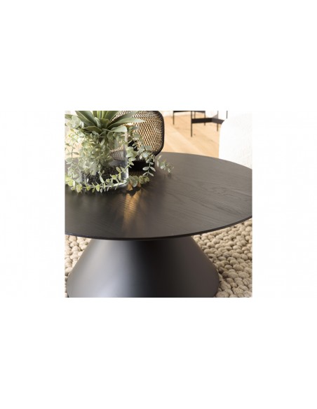 Table basse ronde et cone noire Jalesko