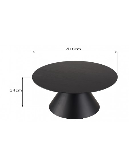 Dimensions table basse ronde noire Jalesko