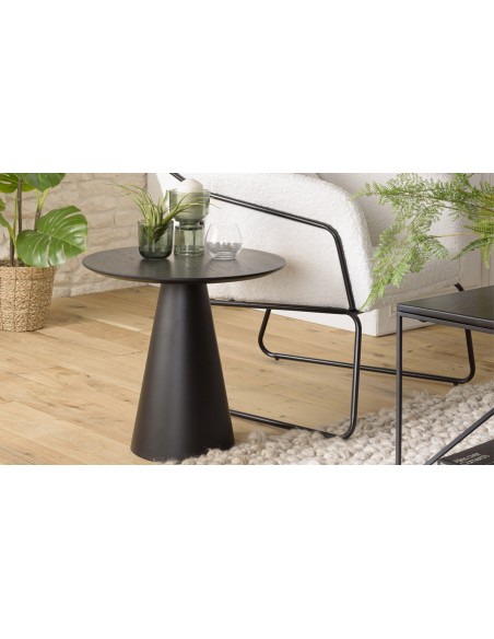 Table d'appoint ronde noire Jalesko