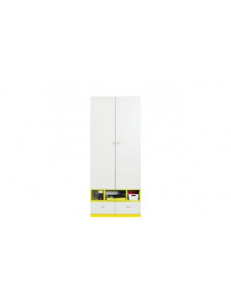 Armoire blanche et jaune