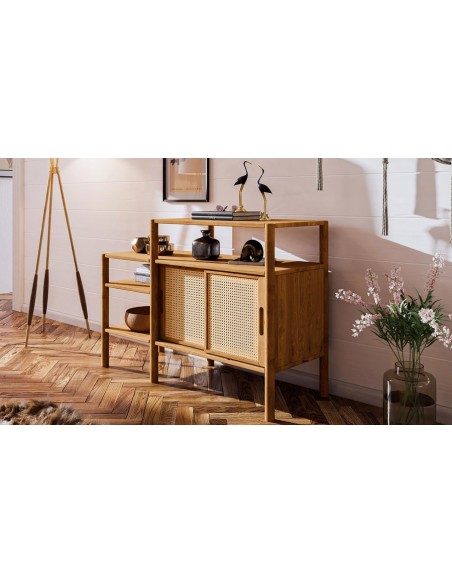 Meuble rangement bas en chêne Olgana
