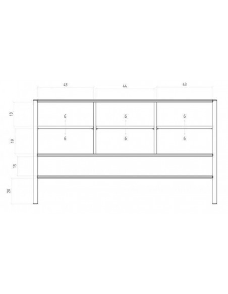 Dimensions bahut bas 3 portes Olgana