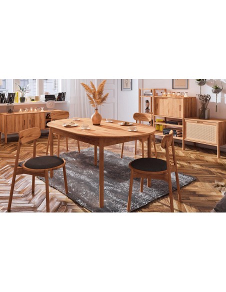 Table à manger ovale minimaliste en hêtre massif