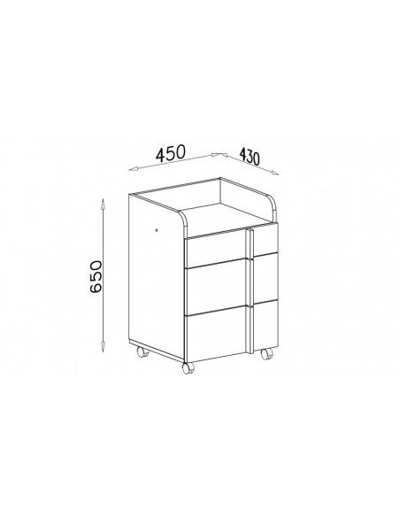 Dimensions caisson sur roulettes bureau Gemini