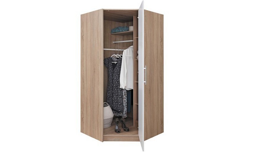 Armoire d'angle contemporaine 1 porte anthracite Pacco