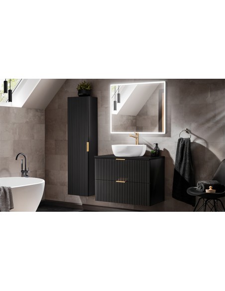Meuble de salle de bain 80 cm noir, meuble sous lavabo 80 cm Brianza