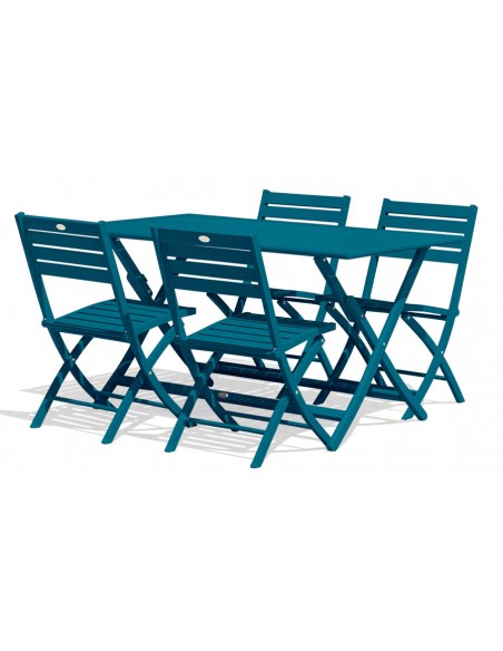 Ensemble jardin pliant bleu canard