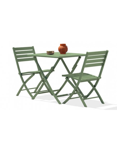 Salon de jardin pliant 2 places en aluminium - Marius
