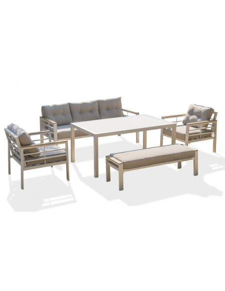 CAYENNE - Ensemble repas de jardin 7 places en aluminium