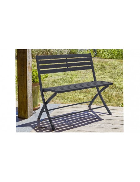 Banc jardin pliant aluminium anthracite