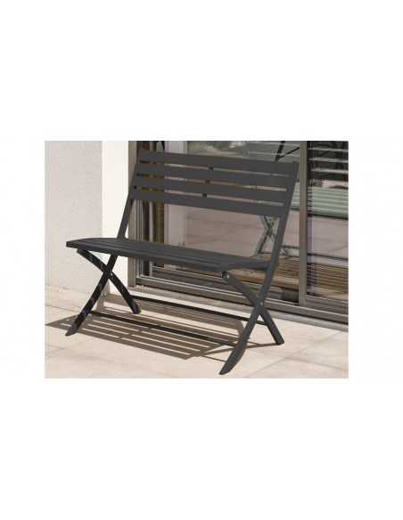 Banc jardin pliant aluminium anthracite