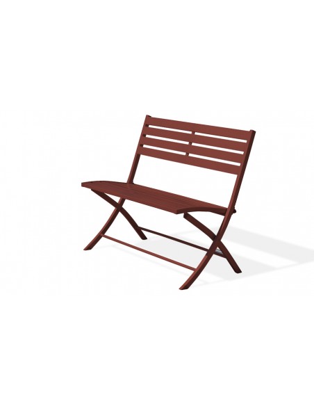 Banc jardin pliant aluminium carmin