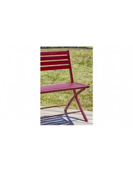 Banc jardin pliant aluminium carmin