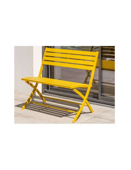 Banc jardin pliant aluminium moutarde