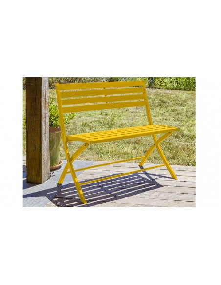 Banc jardin pliant aluminium moutarde