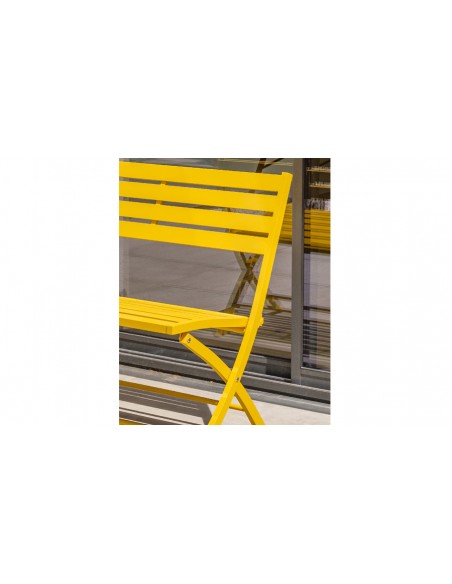 Banc jardin pliant aluminium moutarde