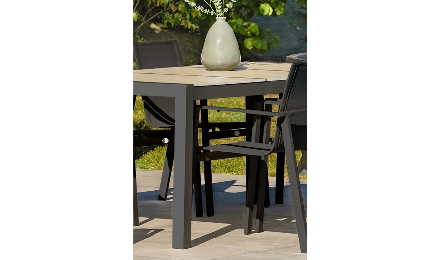 Table de jardin en céramique et aluminium gris Venise