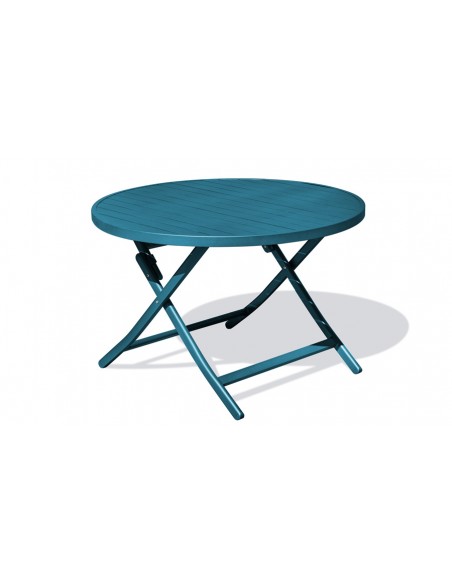 Table jardin ronde pliante bleu canard Marius