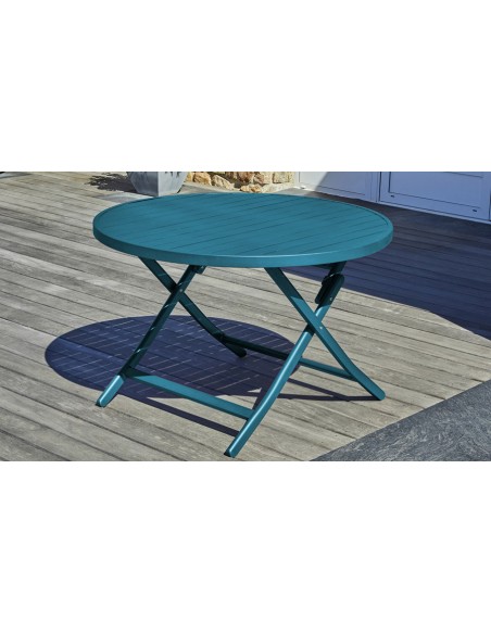 Table jardin ronde pliante aluminium Marius