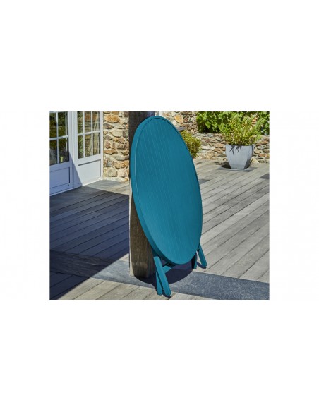 Table jardin ronde pliante bleu canard