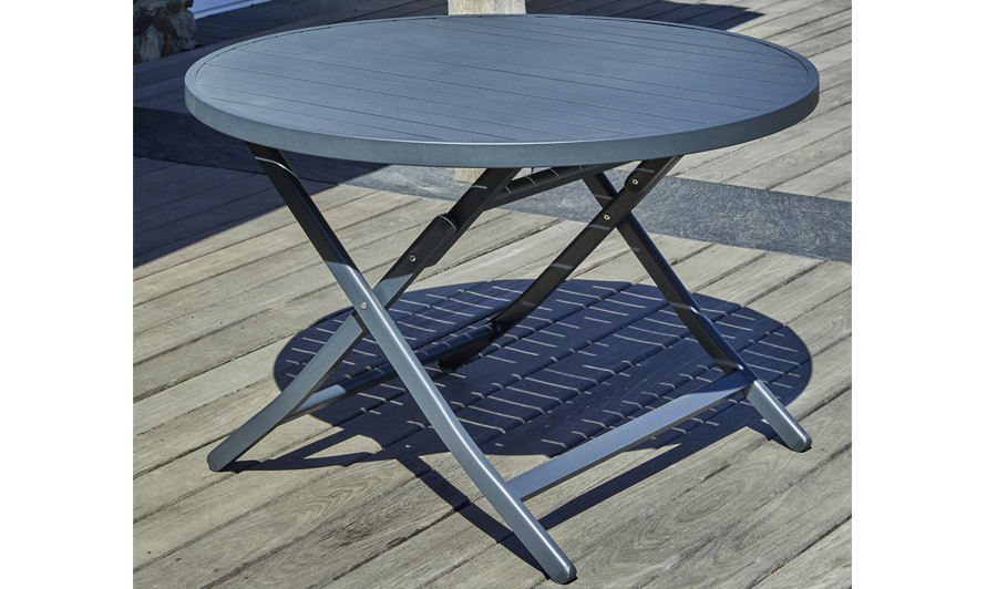 Table jardin ronde pliante anthracite Marius Table jardin ronde pliante anthracite Marius