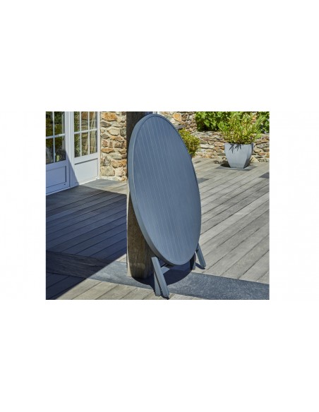 Table jardin ronde pliante anthracite