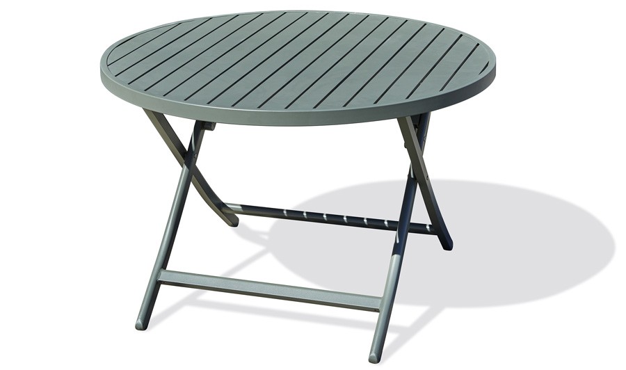 Table jardin ronde pliante kaki