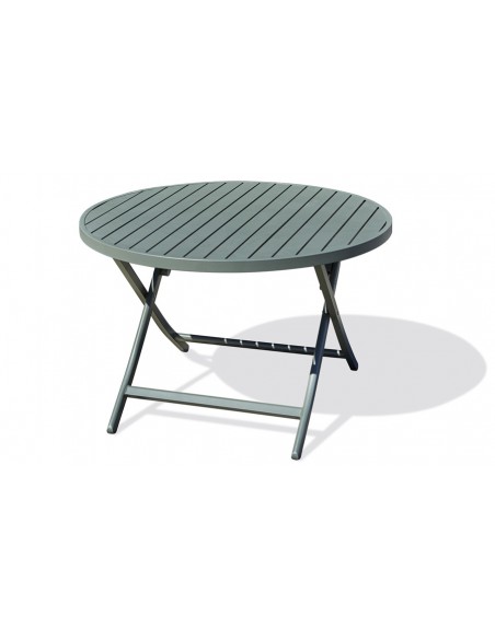 Table jardin ronde pliante kaki