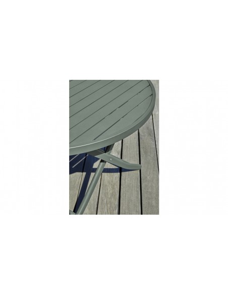 Table jardin ronde pliante kaki