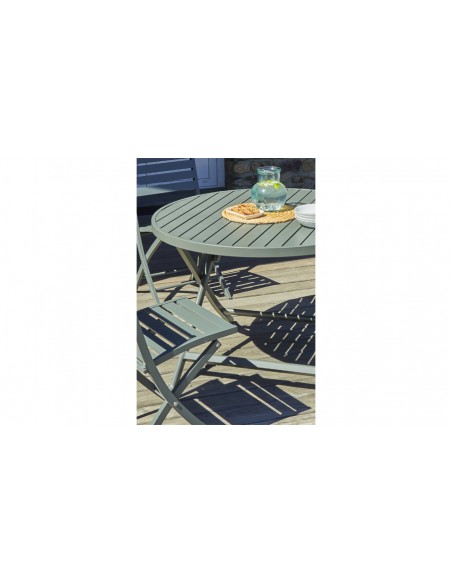 Table jardin ronde pliante kaki