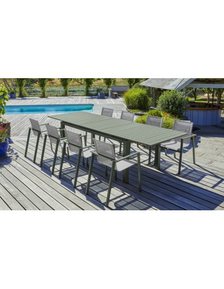 Table de jardin avec rallonge kaki Miami