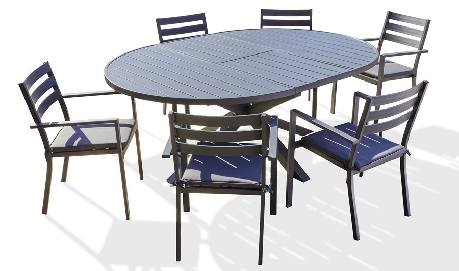 Salon de jardin rond 6 places Pelosa