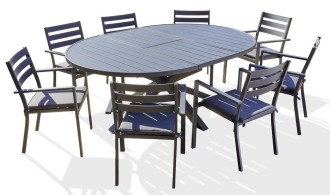 Salon de jardin extensible avec 8 fauteuils