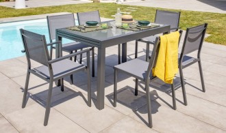 Ensemble repas de jardin 4 chaises et 2 fauteuils