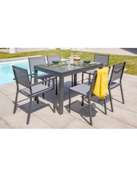 Ensemble repas de jardin 4 chaises et 2 fauteuils