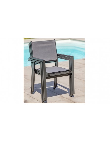 Fauteuil jardin empilable gris anthracite Tolède