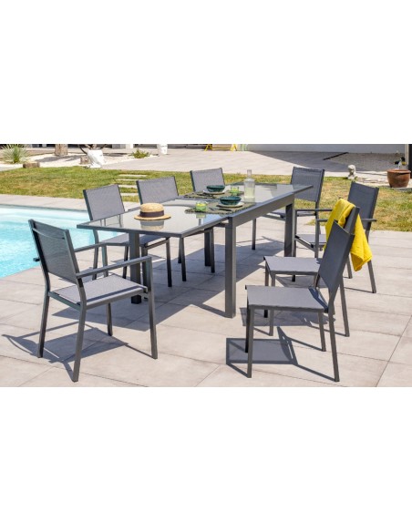 Ensemble jardin table + 6 chaises + 2 fauteuils