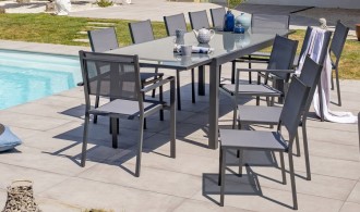 Grand ensemble repas de jardin 12 places