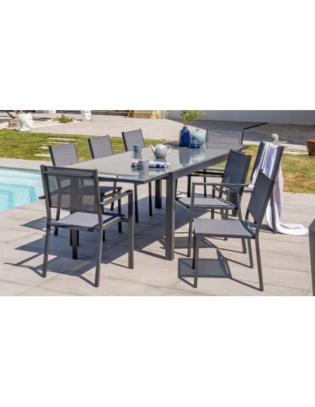 Ensemble repas table 300 cm + 6 chaises + 2 fauteuils