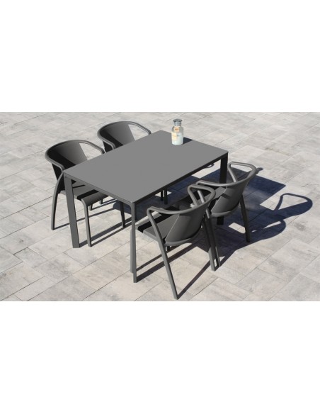 Ensemble repas extérieur table + 4 fauteuils