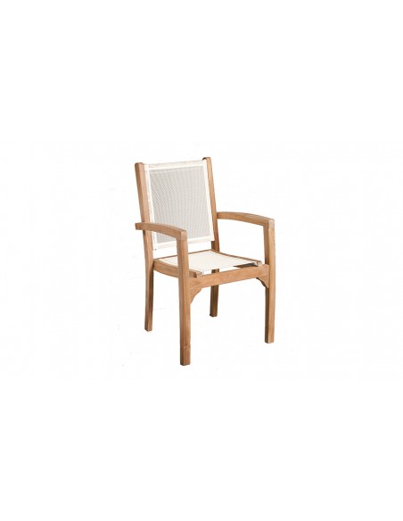 fauteuil de jardin blanc et teck