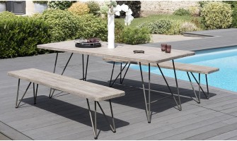 Salon de jardin avec banc en bois